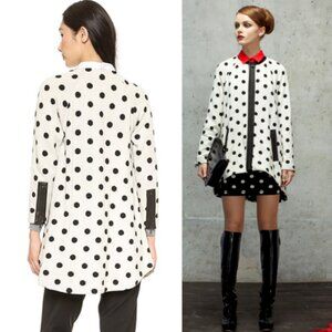 NWT ALICE + OLIVIA Collarless Polka Dot Coat Black/White Size S
